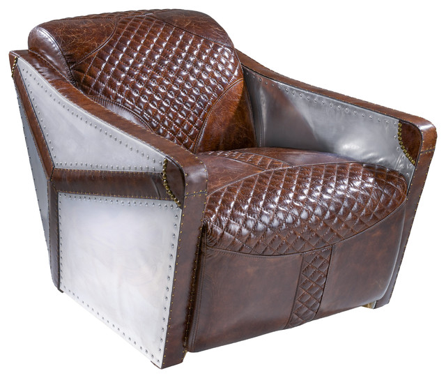Alton Sheath Club Chair, Brown Industrial Armchairs And Accent