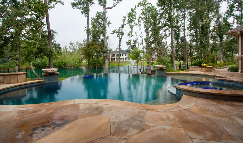 Freeform Infinity Pool Lake Houston Freeform Infinity Pool Design - Tropical - Pool - Houston ...