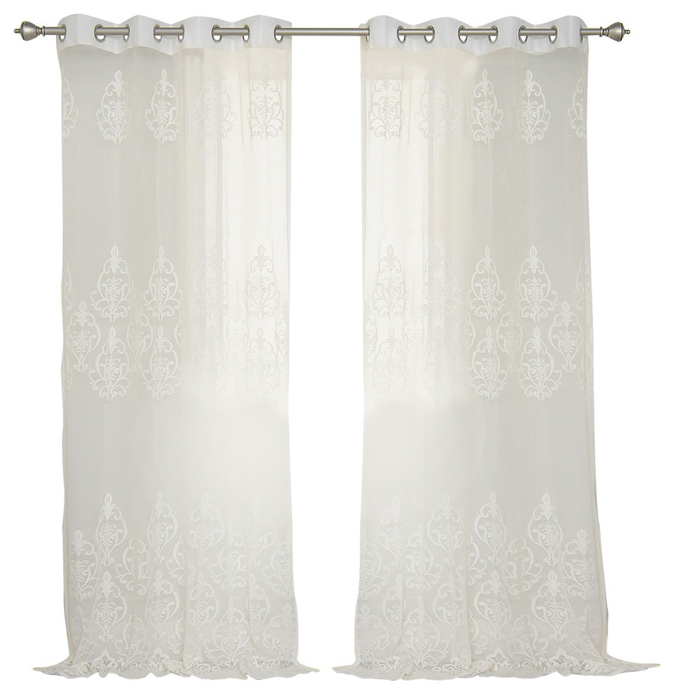 Sheer Agatha Curtains, 96", Set of 2