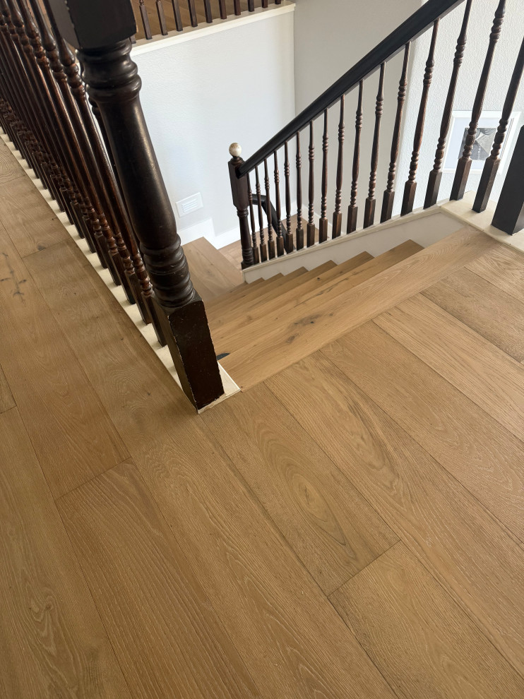 Carpet to Custom Oak Staircase Transformation & Second Floor Hardwood Upgrade