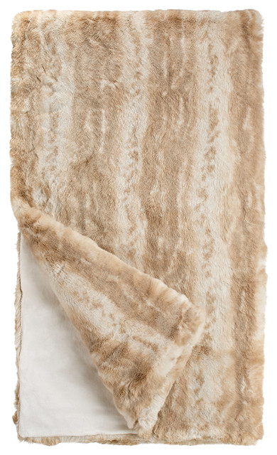 Couture Collection Faux Fur Throw, Blonde Mink, 60"x60"