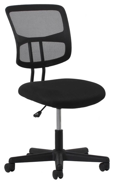 Swivel Mesh Armless Task Chair Black Contemporary Office Swivel Mesh Armless Task Chair Black