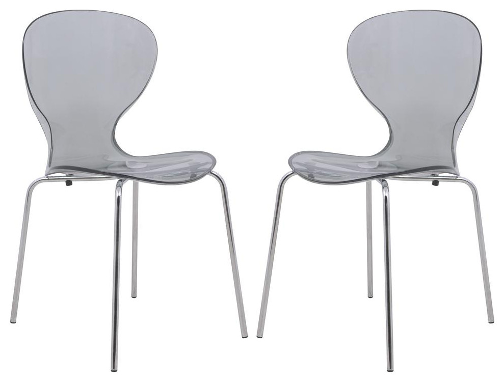Leisuremod Modern Oyster Transparent Side Chair, Set Of 2 Oc17Tbl2