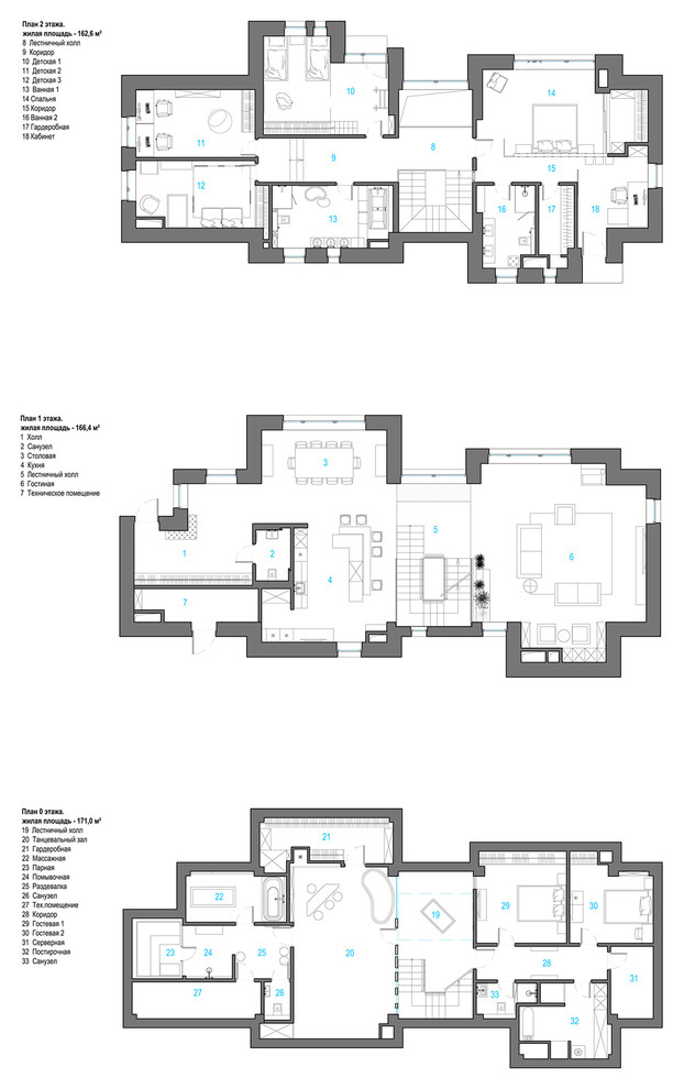 Интерьер загородного дома для большой семьи
