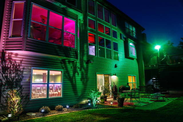 Led Landscape Lighting Color Changing Uplights Flood Lamp And Tier Elegant Exterior Home Photo In St Louis