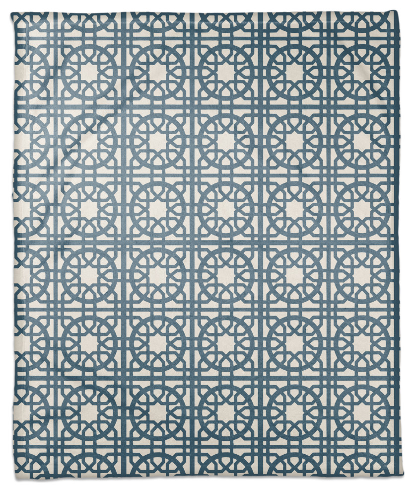 Blue Geo Tile 50x60 Coral Fleece Blanket