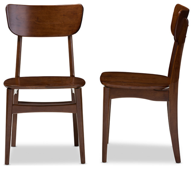 Netherlands Scandinavian Dark Walnut Bent Wood Dining Side Chair, Set of 2