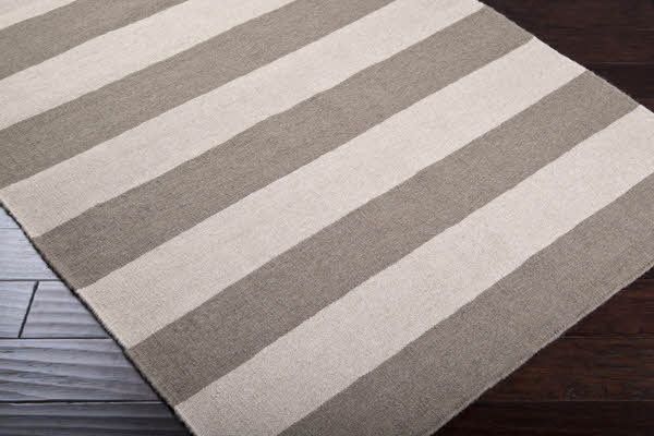 Gray and Ivory Striped Rug
