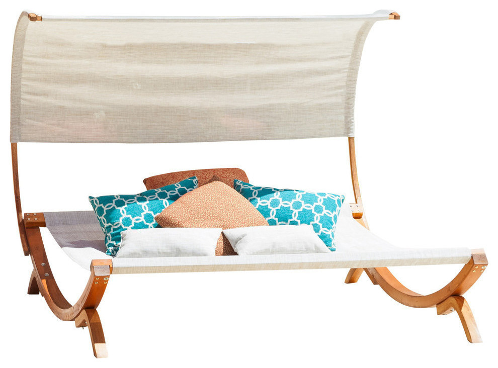 GDF Studio Rosalie Outdoor Patio Chaise Lounge Sunbed And Canopy