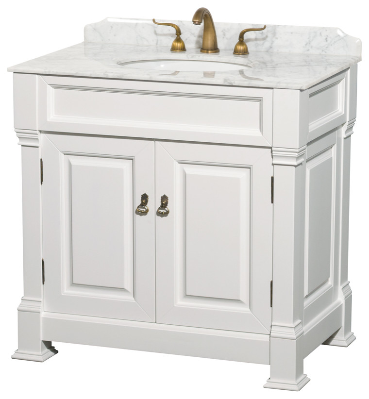 36 Inch Single Bathroom Vanity in White - Traditional - Bathroom ...
