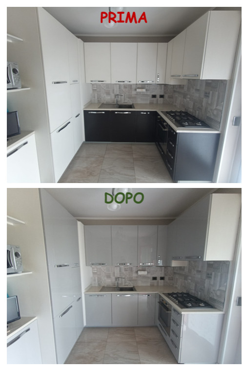 Sostituzione ante per rinnovo Cucina. Finitura Laccato Lucido Grigio Roccia