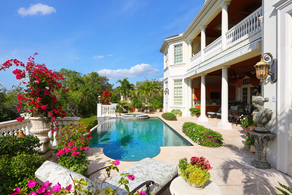 This is an example of a traditional custom-shaped pool in Tampa.