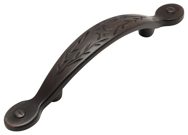 Cabinet Pull, 3" Hole Centers, Oil Rubbed Bronze Leaf, Set of 10