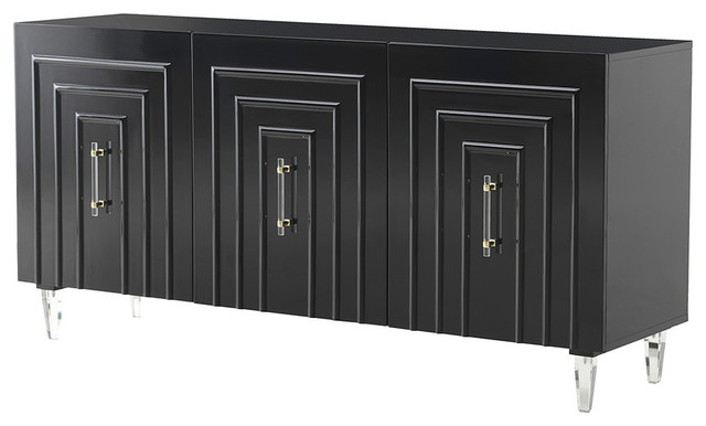 Modern Black Buffet 3 Door Cabinet Glam Sideboard Tv Stand Door Cabinet Glam Sideboard Tv Stand