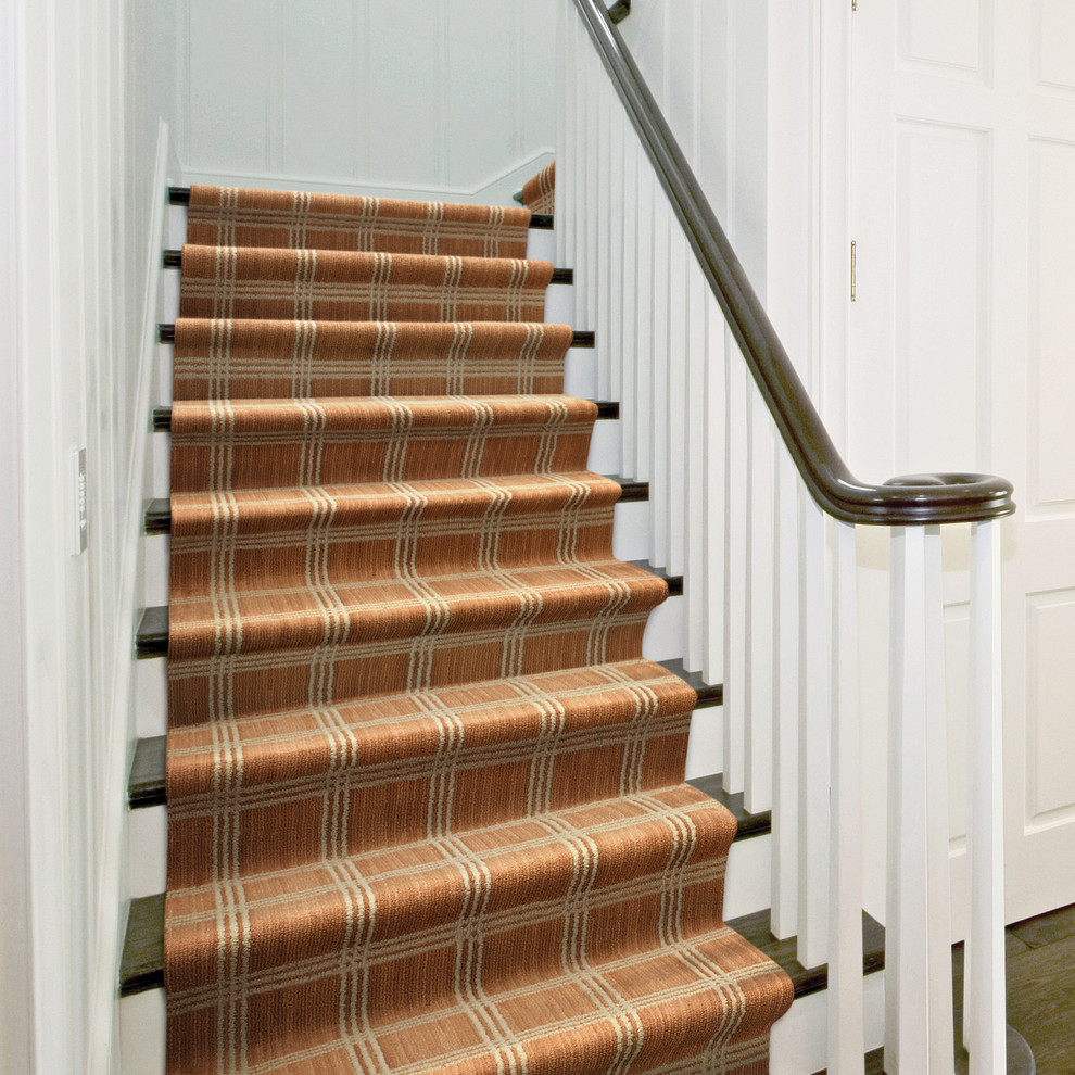 Design ideas for a mid-sized contemporary wood l-shaped staircase in Boise with painted wood risers.