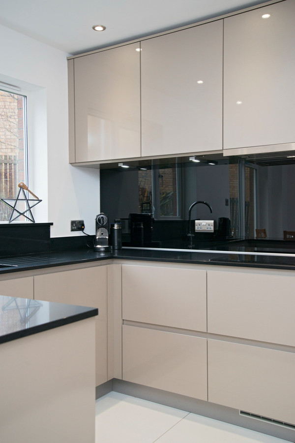 Modern Gloss Beige & Black Kitchen in Wemyss Bay - Modern - Kitchen ...