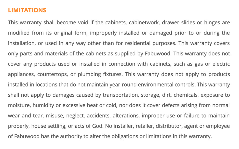 Fabuwood warranty is it a joke?