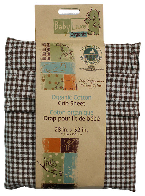 Brown Checkered 100 Organic Cotton Crib Toddler Fitted Sheet