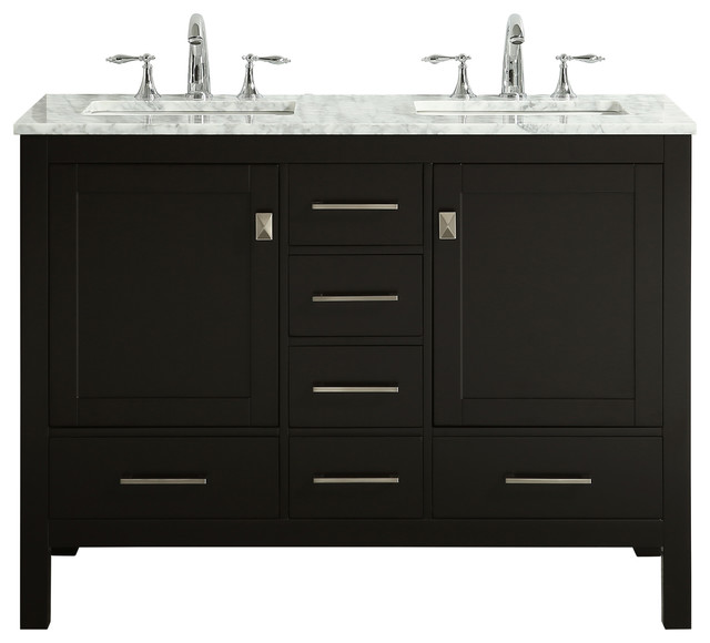 Eviva Aberdeen 48 inch Espresso Transitional Double Sink Bathroom Vanity with Wh - Bathroom ...
