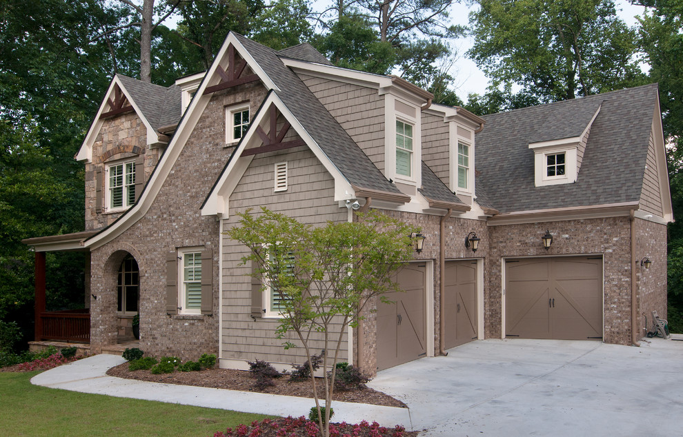 Elegant beige two-story mixed siding exterior home photo in Atlanta