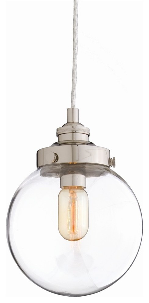 Arteriors 49911 Reeves Small Polished Nickel/Glass Pendant