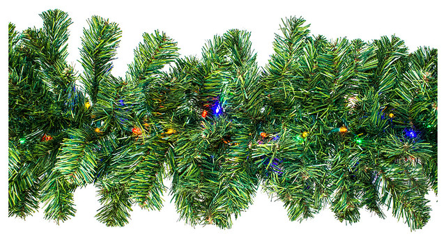 9' Pine Garland Pre-Lit With LED Multi Colored LED Lights - Traditional - Wreaths And Garlands - by Queens of Christmas | Houzz