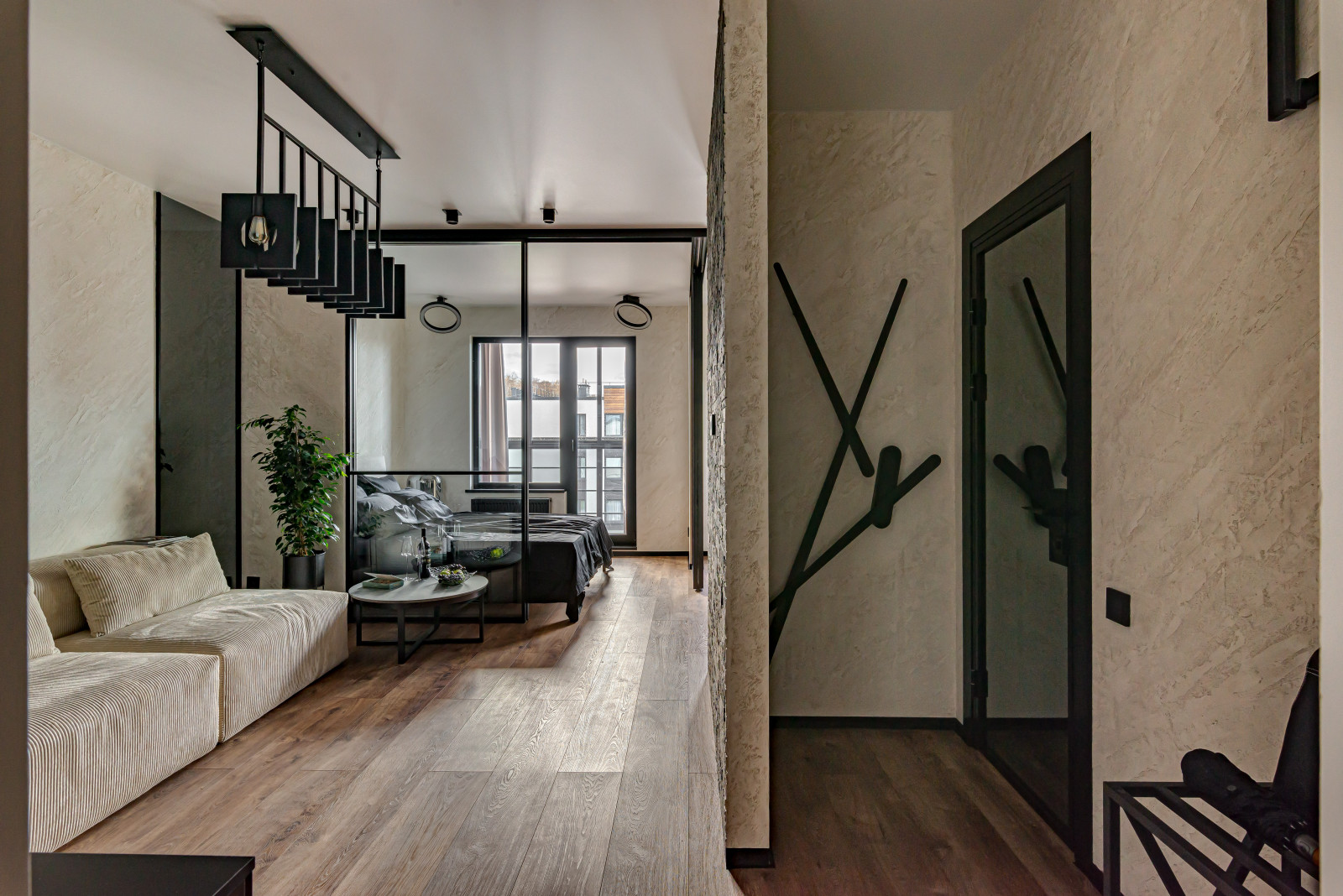 ЖК САМПО. 1-комнатная квартира в брутальном стиле, "от бетона" до заселения