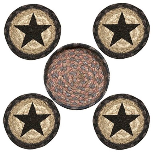 Earth Rugs 29cB099BS coaster Set, 5, Black Southwestern Coasters