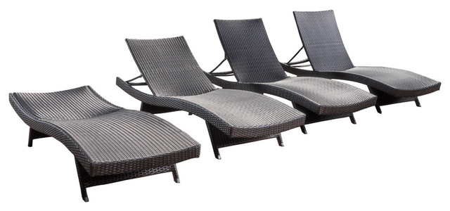 Gdf Studio Luxury Outdoor Pe Wicker Chaise Lounge Chairs Set Of 4 Pe Wicker Chaise Lounge Chairs Set