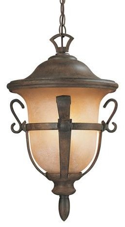 Tudor Outdoor 3 Light Medium Hanging Lantern, Walnut
