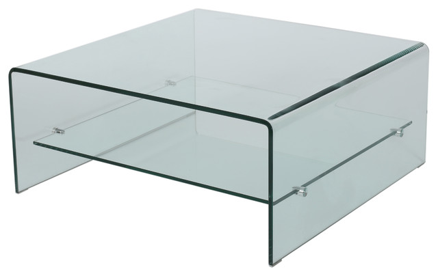 classon square glass coffee table with shelf - contemporary classon square glass coffee table with shelf - contemporary