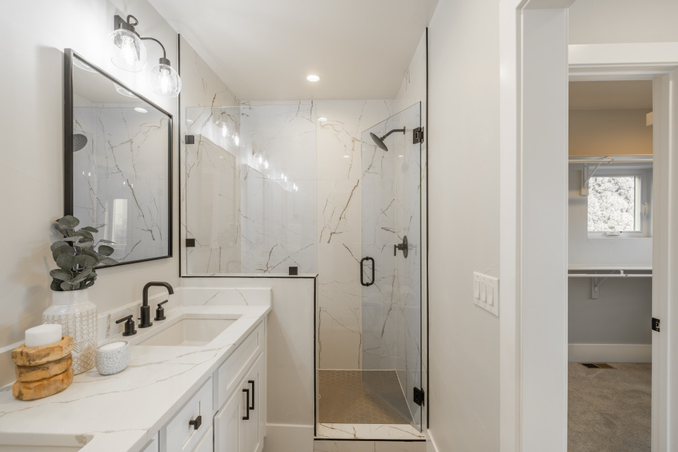 Transitional bathroom photo in Denver