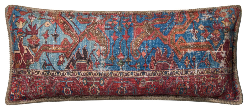 Loloi Polyester Accent Pillow, Blue and Multi, 13  x35