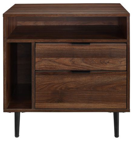 Walker Edison 25" Modern Storage Side Table, Dark Walnut - Midcentury ...