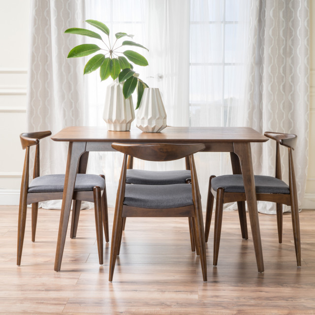 GDF Studio 5-Piece Francaise Mid Century Walnut Finish Dining Set ...