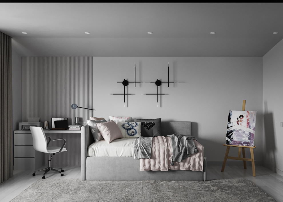 Дизайн интерьера мансардного этажа в частном доме.