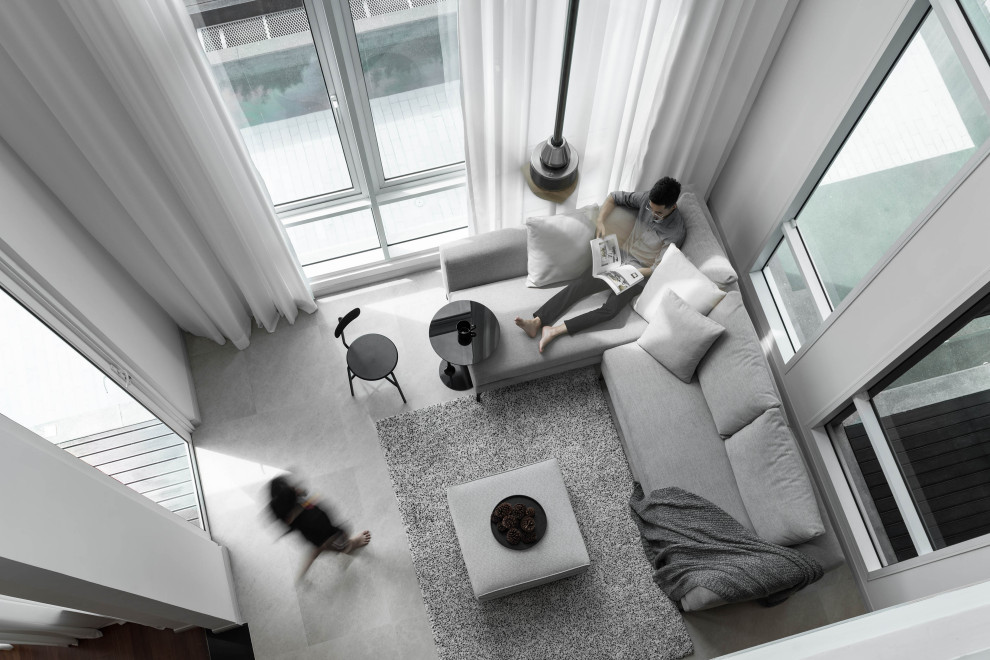 Design ideas for a contemporary living room in Melbourne.