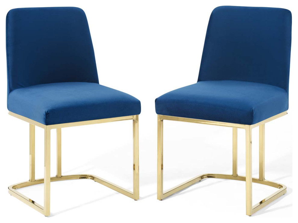 Amplify Sled Base Performance Velvet Dining Chairs Set of 2