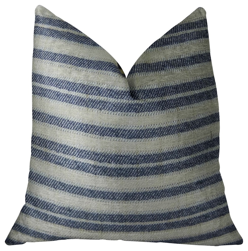 By meadow Navy and Cream Handmade Luxury Pillow, 26"x26"