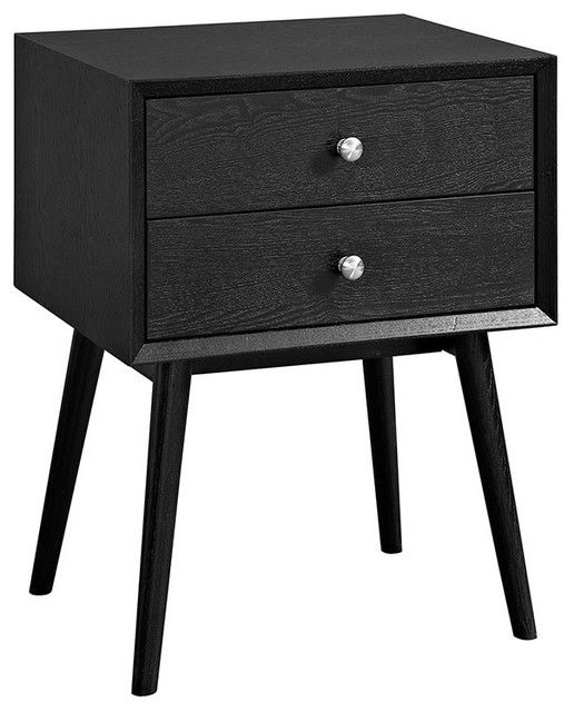 black mid century bedside table