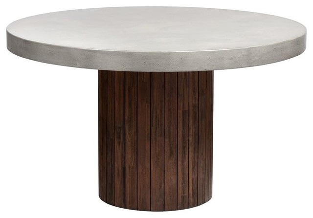 Moduo 51 Round Wood Base And Concrete Table Industrial Dining Tables By Rustic Edge Houzz Moduo 51 Round Wood Base And Concrete, Round Wood Tables
