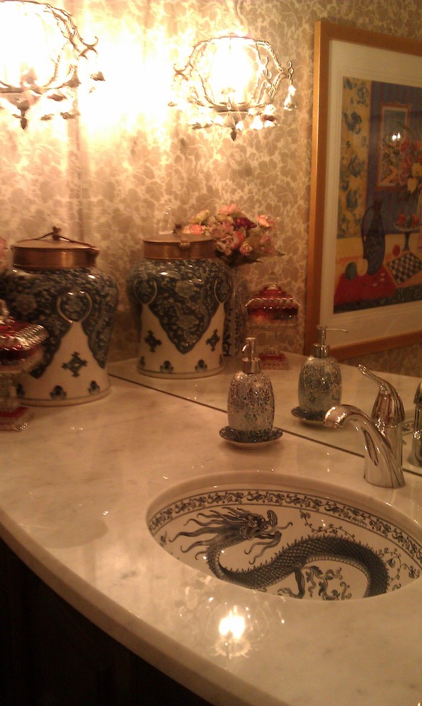 Eclectic powder room in Los Angeles.