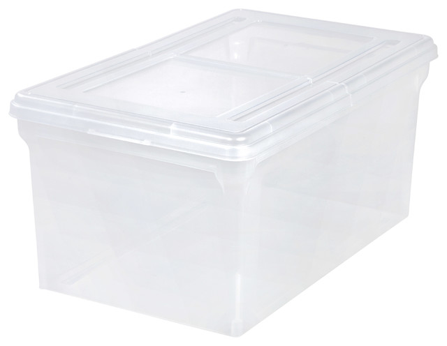 clear plastic storage boxes with split hinged lids