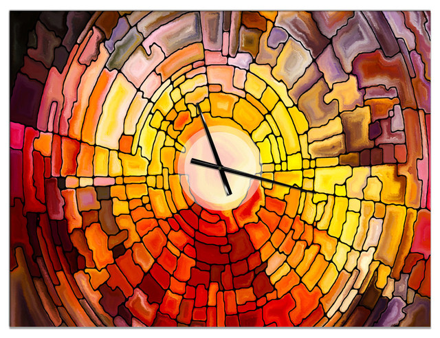 Return of Stained Glass Oversized Modern Metal Clock, 40x30