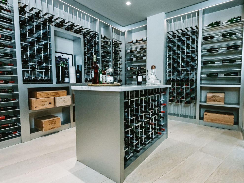 Inspiration for a large contemporary wine cellar in San Diego with storage racks.