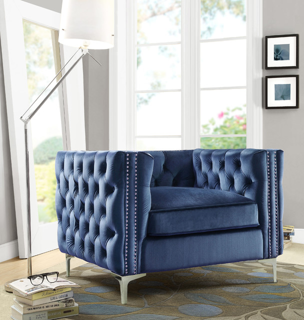 Chic Home Da Vinci Club Chair, Navy Blue Velvet Modern New York by Chic Home Houzz UK