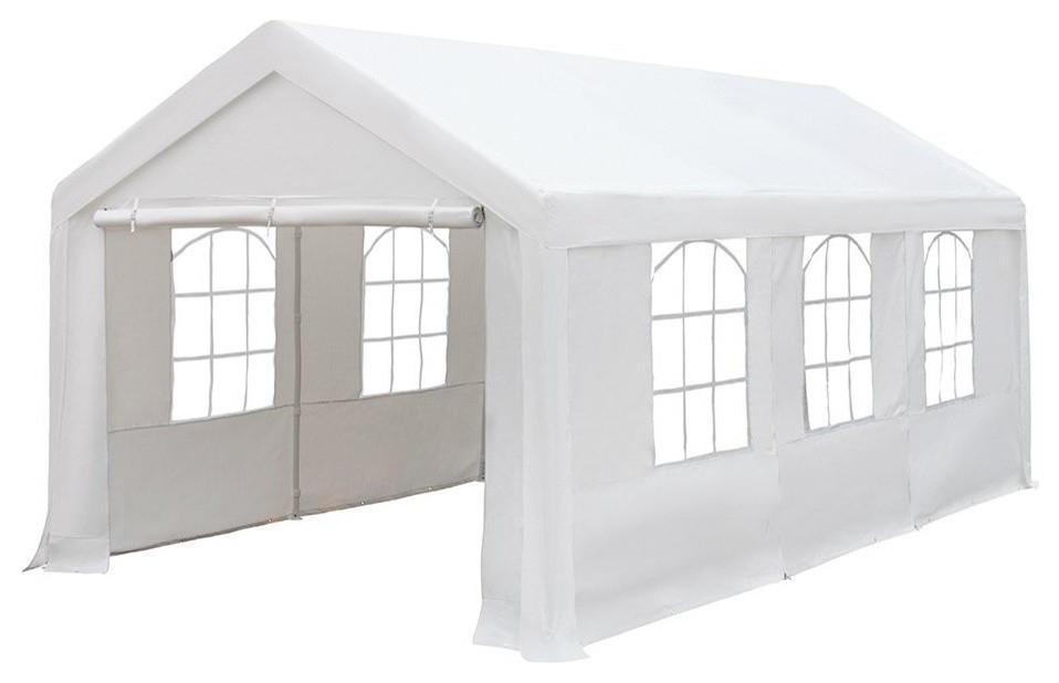 Abba Patio 10 X20 Enclosed Carport Canopy With Sidewalls White