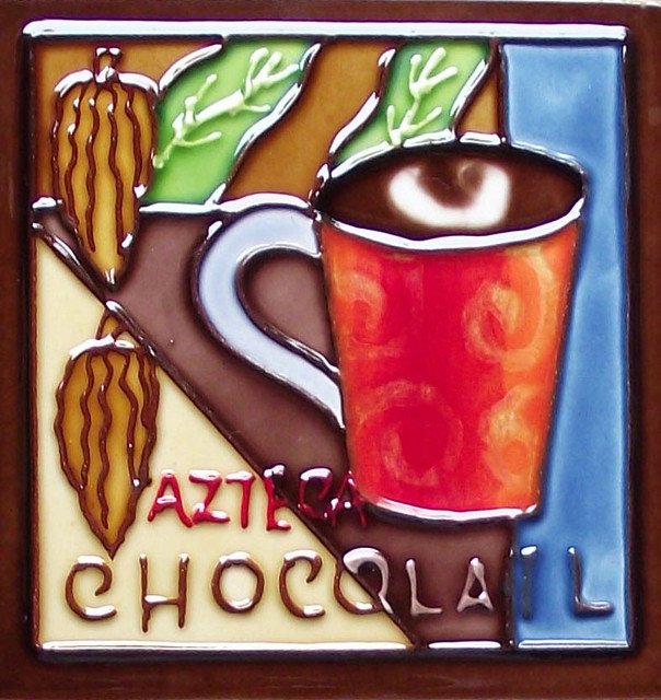 4x4" Azteca Chocolate Dark Coffee Ceramic Art Tile Drink Holder Coaster