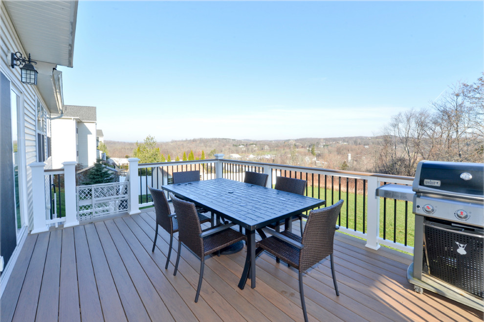 Two-Story Custom Deck with Fire Pit - Contemporary - Deck - New York ...