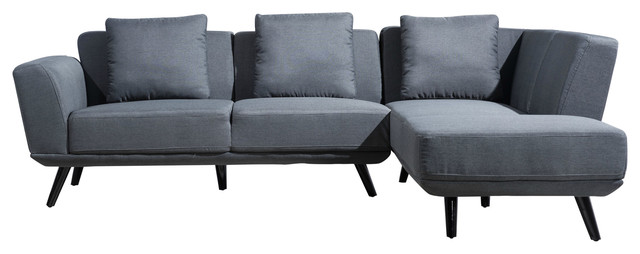 Mid Century Modern Large Linen Sectional Sofa Midcentury Mid Century Modern Large Linen Sectional Sofa Dark Gray Right Facing Chaise